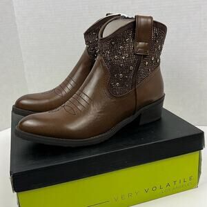 Very Volatile Women's Brown Western Ankle Boots Cowboy Booties 8.5